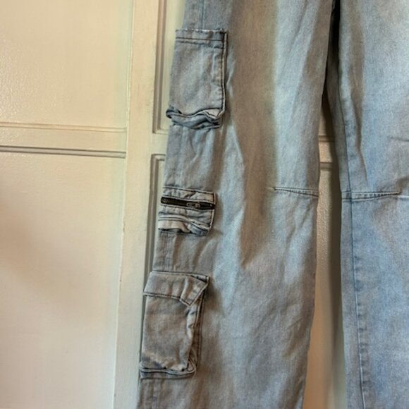 One Teaspoon Jeans Carpenter Utility Cargo Pants Women's 29 Baggy Wide Leg - Picture 8 of 11